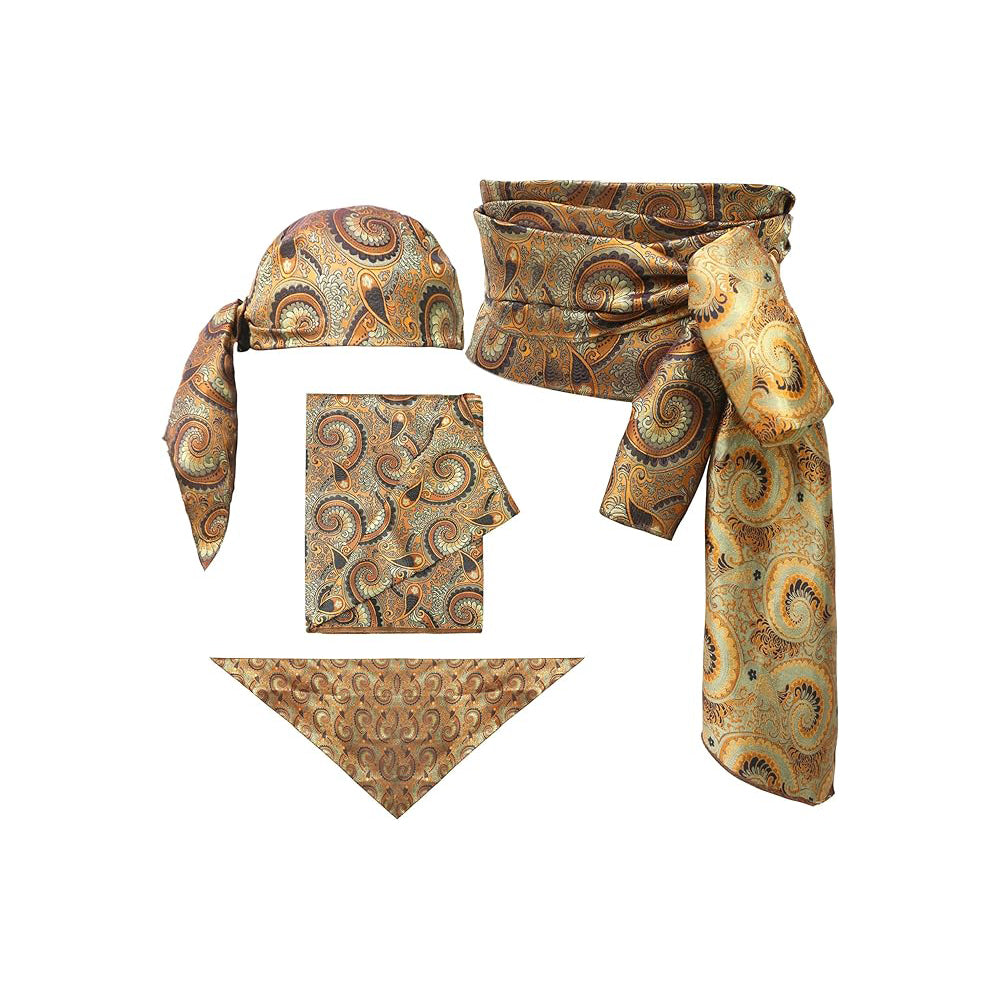 Pirate Sash Waist Belt and Head Scarf 2 PCS Linen Medieval Accessory
