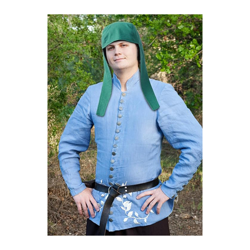 Medieval Coif Cap Linen Hats with Ear Flaps Renaissance Bonnet