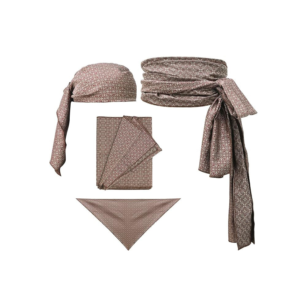 Pirate Sash Waist Belt and Head Scarf 2 PCS Linen Medieval Accessory