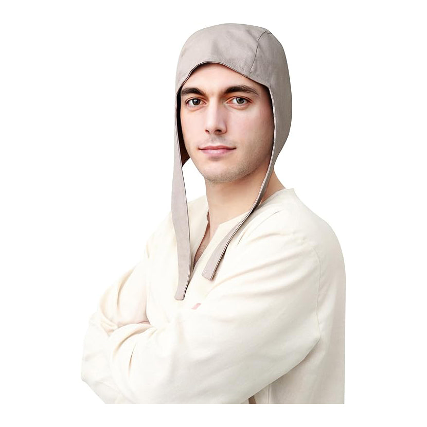 Medieval Coif Cap Linen Hats with Ear Flaps Renaissance Bonnet