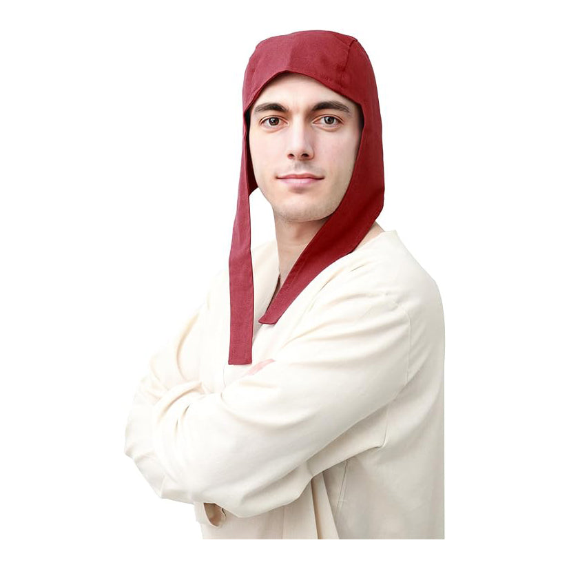 Medieval Coif Cap Linen Hats with Ear Flaps Renaissance Bonnet