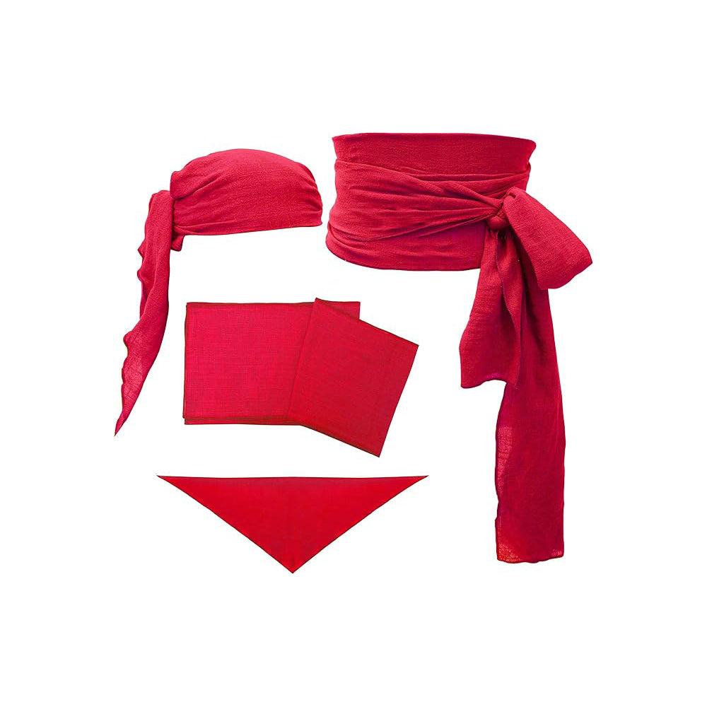 Pirate Sash Waist Belt and Head Scarf 2 PCS Linen Medieval Accessory