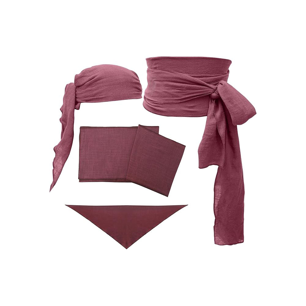 Pirate Sash Waist Belt and Head Scarf 2 PCS Linen Medieval Accessory