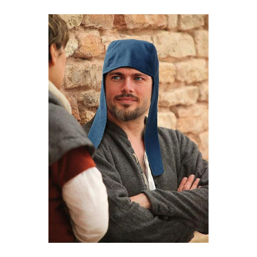 Medieval Coif Cap Linen Hats with Ear Flaps Renaissance Bonnet