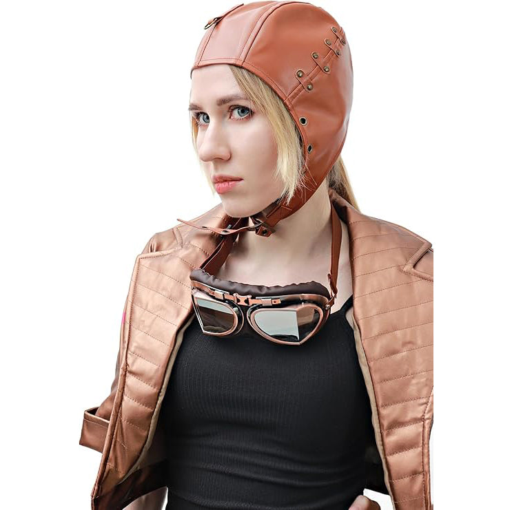 Steampunk Aviator Hat Women Pilot Cap PU Leather
