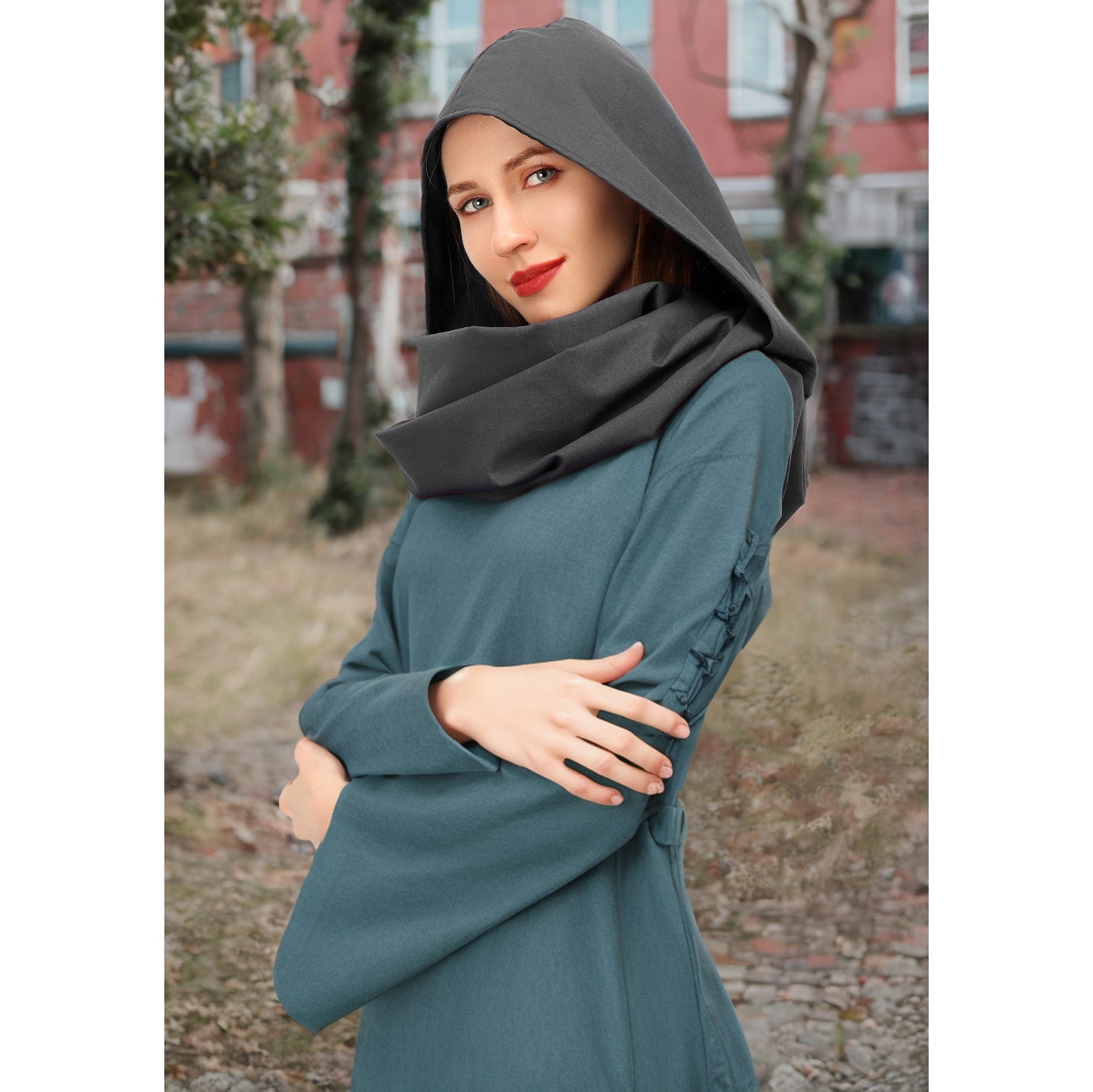 Medieval Linen Cowl Hood Scarf