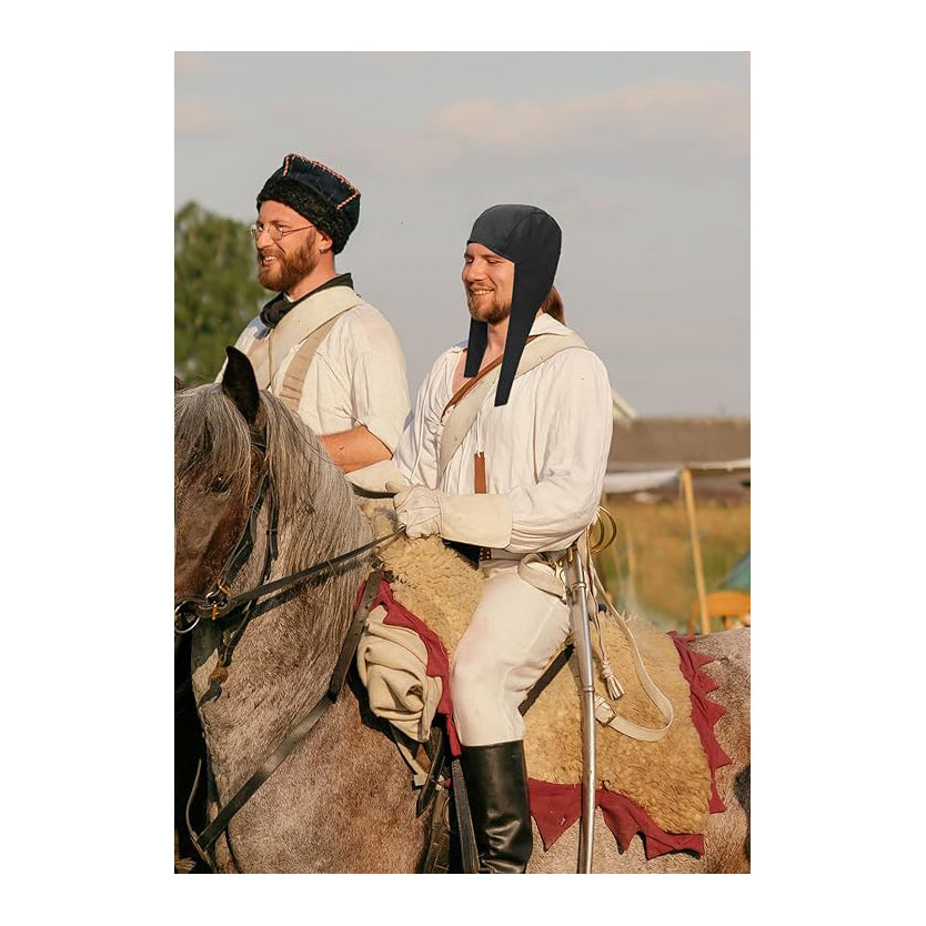 Medieval Coif Cap Linen Hats with Ear Flaps Renaissance Bonnet