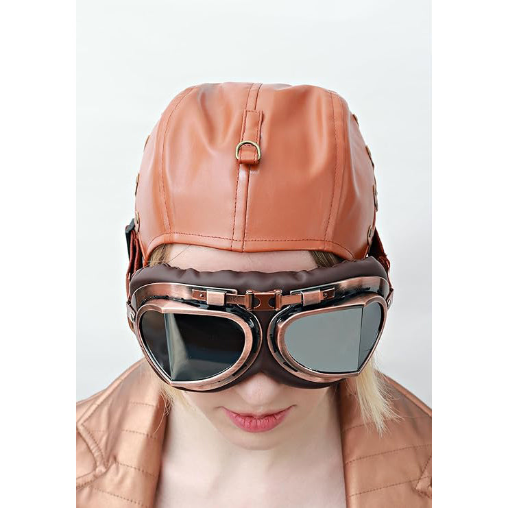 Steampunk Aviator Hat Women Pilot Cap PU Leather