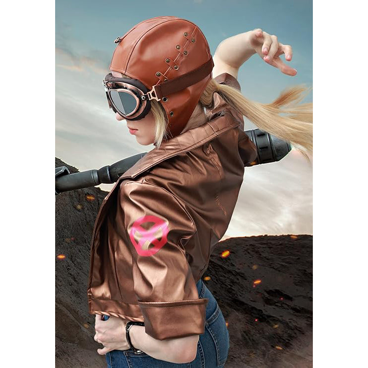Steampunk Aviator Hat Women Pilot Cap PU Leather