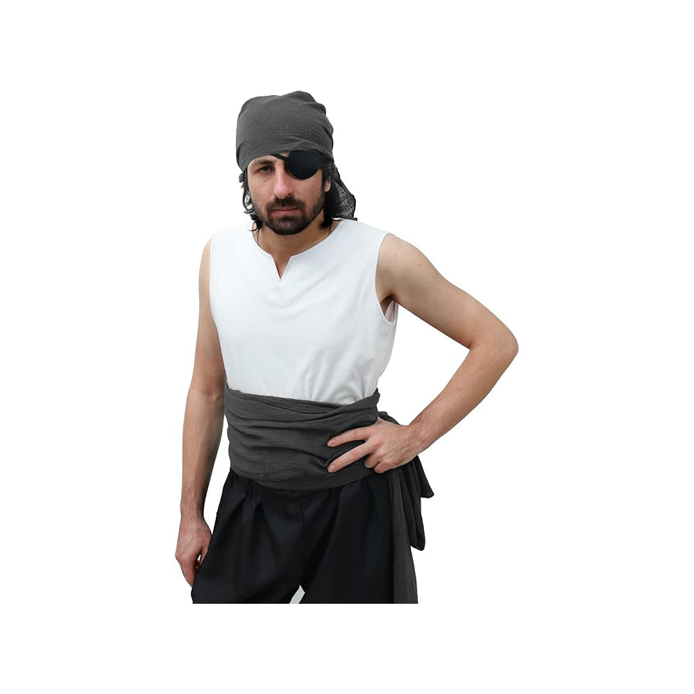 Pirate Sash Waist Belt and Head Scarf 2 PCS Linen Medieval Accessory