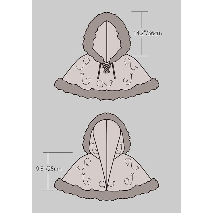 Medieval Cowl Hood Faux Suede Winter Burr Cape Elven Cloak Cosplay Costume