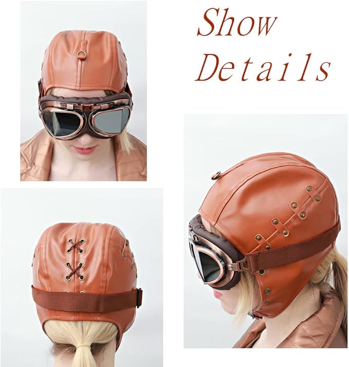 Steampunk Aviator Hat Women Pilot Cap PU Leather