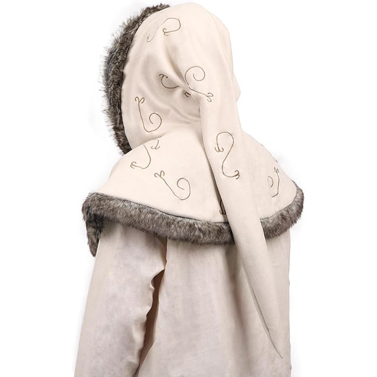 Medieval Cowl Hood Faux Suede Winter Burr Cape Elven Cloak Cosplay Costume