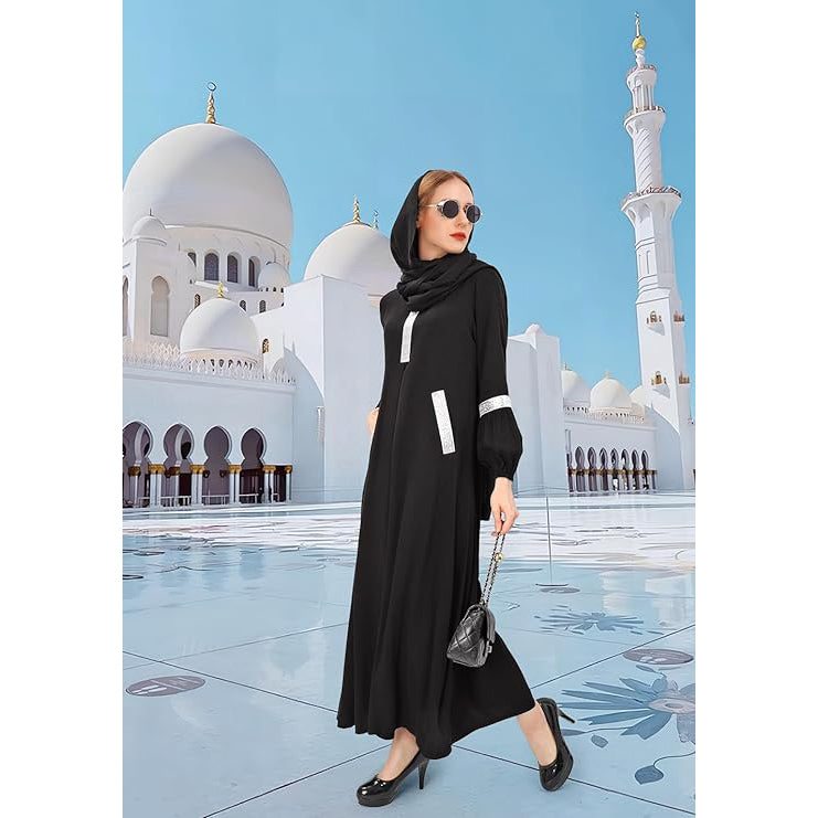 HidmFaw Muslim Women Dress Long Sleeve Abayas Dress with Hijabs Modest HidmFaw Muslim Women Dress Long Sleeve Abayas Dress with Hijabs Modest