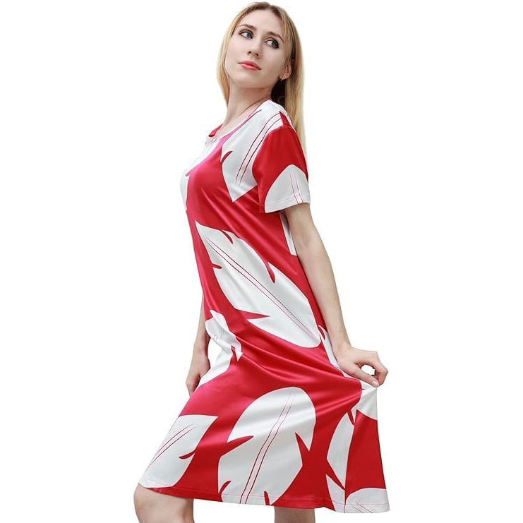 Christmas Leaf Dress Hawaiian Daily Wear Dresses Women HidmFaw Christmas Leaf Dress Hawaiian Daily Wear Dresses Women HidmFaw
