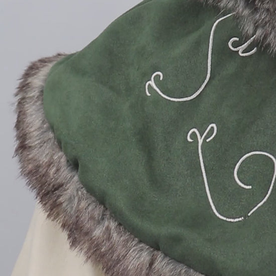 Medieval Cowl Hood Faux Suede Winter Burr Cape Elven Cloak Cosplay Costume
