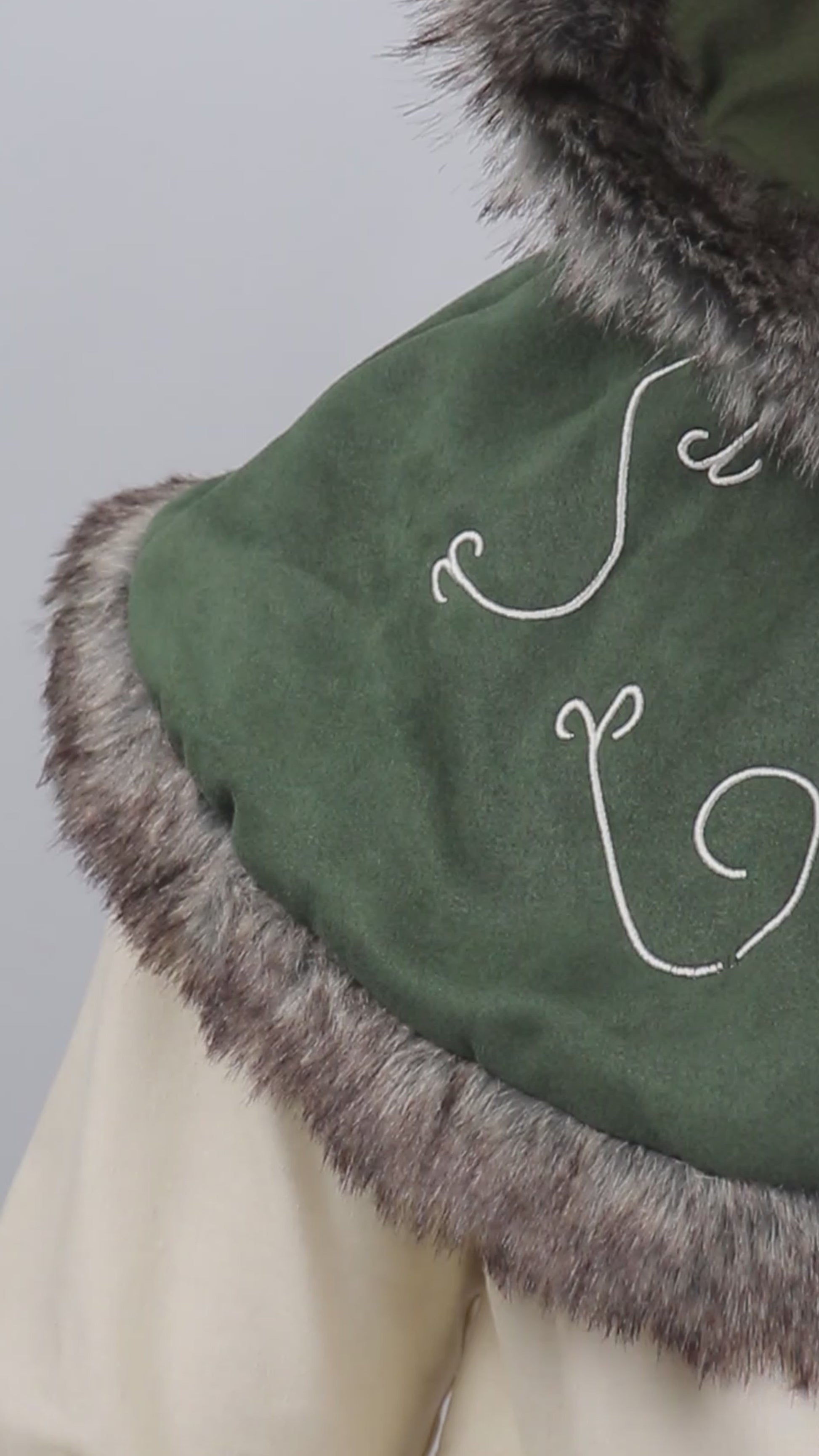 Medieval Cowl Hood Faux Suede Winter Burr Cape Elven Cloak Cosplay Costume